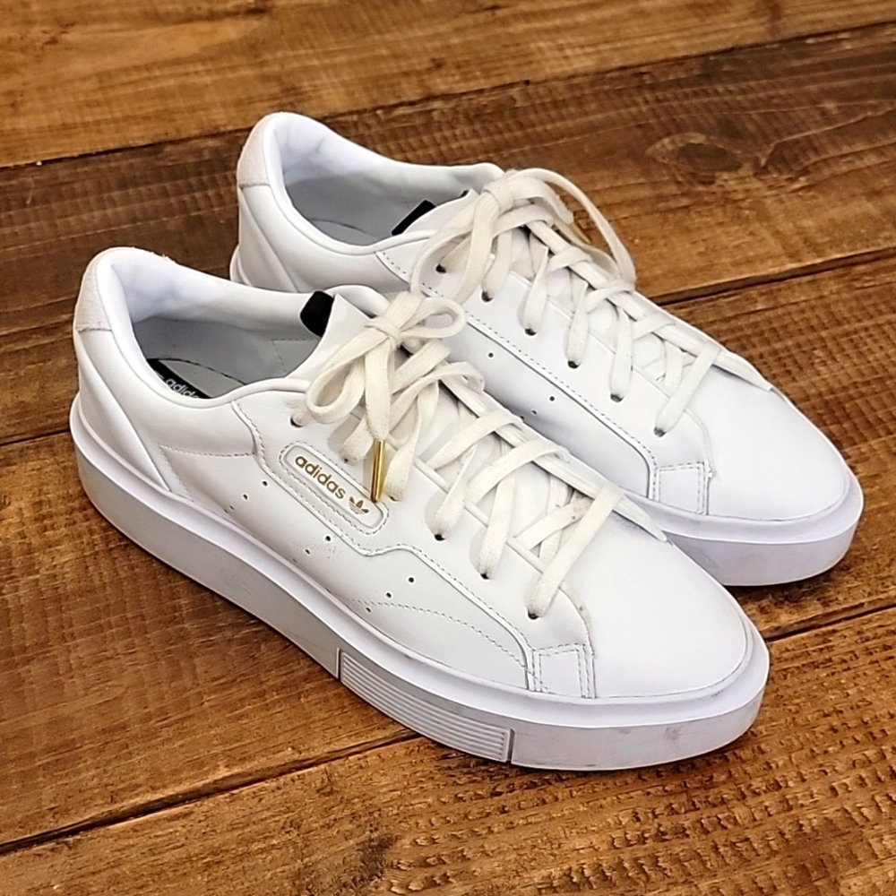 ADIDAS Super Sleek women's sz 9.5 white gold platform sneakers